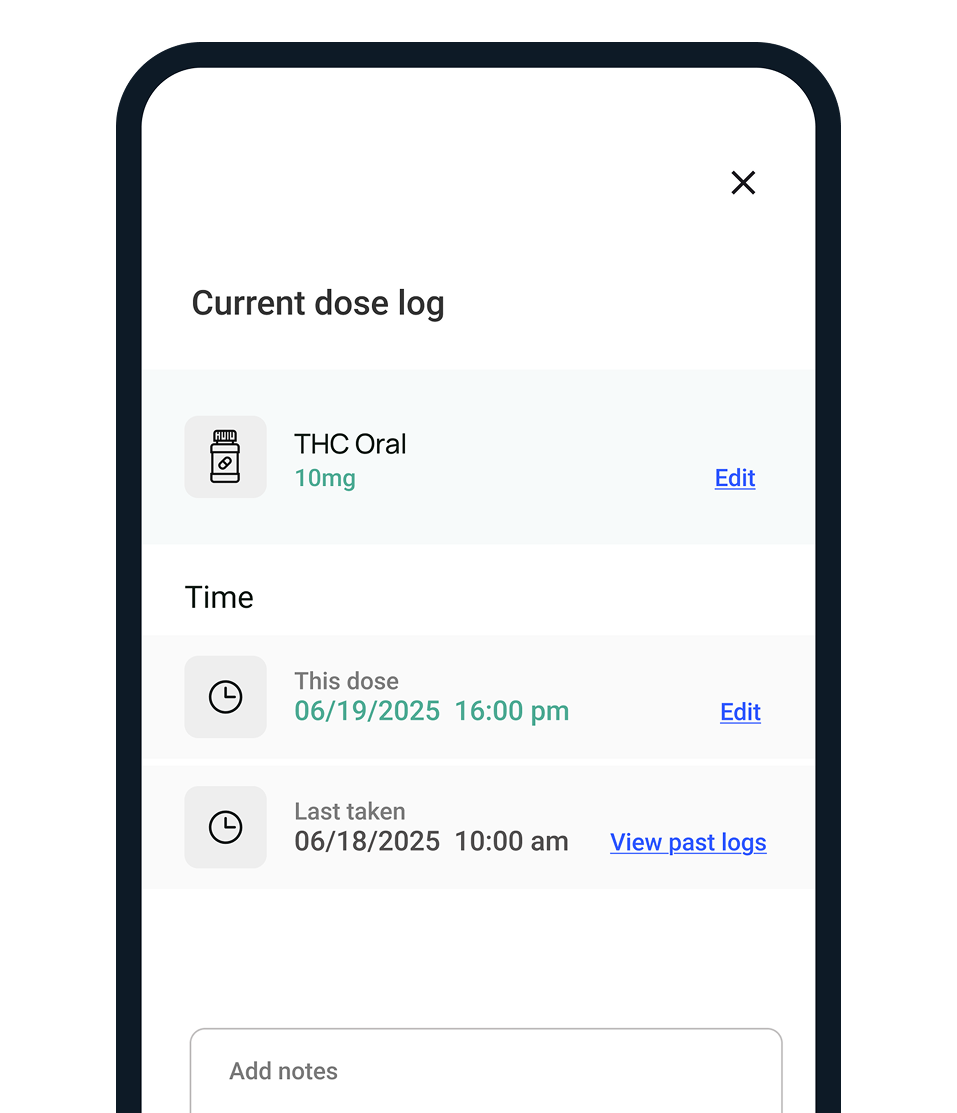 Dose logging screen